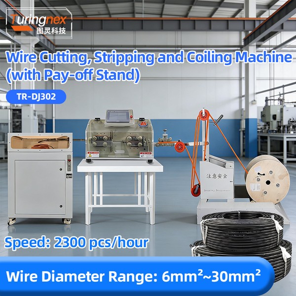 TR-DJ302 Wire Cutting, Stripping And Coiling Machine (with Pay-off Stand)