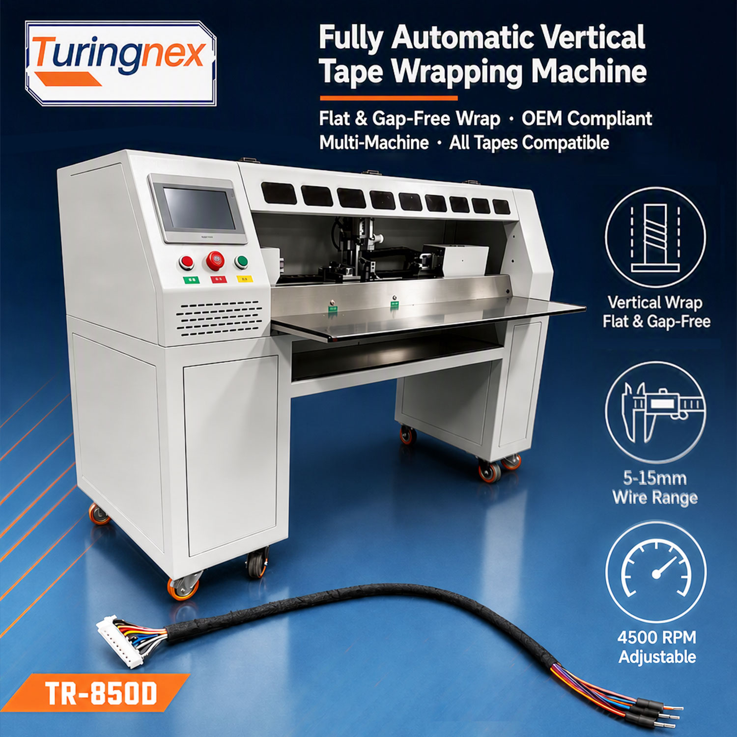 TR-850D Automatic Vertical Full-wrap Tape Wrapping Machine — detail 1
